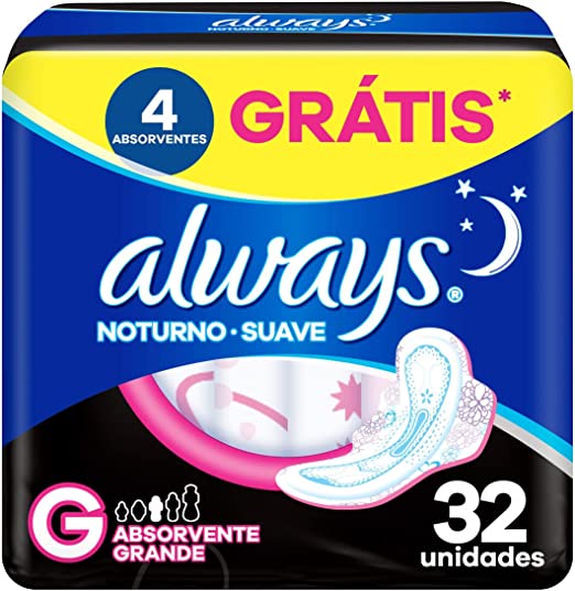 Absorvente Always Noites Tranquilas Suave Com Abas 32 unidades