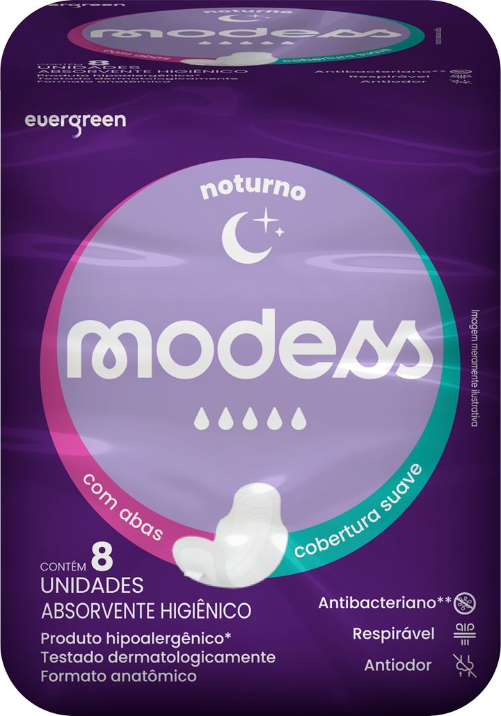 Absorvente Modess Noturno Suave Com Abas 8 unidades