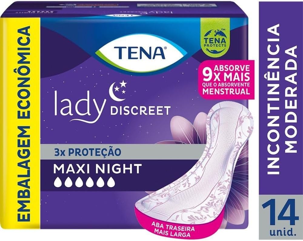 Absorvente Noturno para Incontinência Urinária Tena Lady Discreet Maxi Night 14 unidades