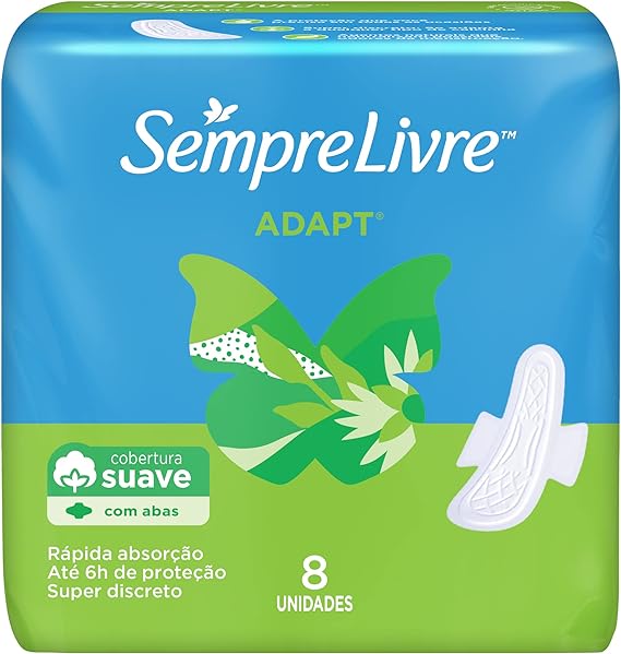 Absorvente Sempre Livre Adapt Cobertura Suave Com Abas 8 unidades