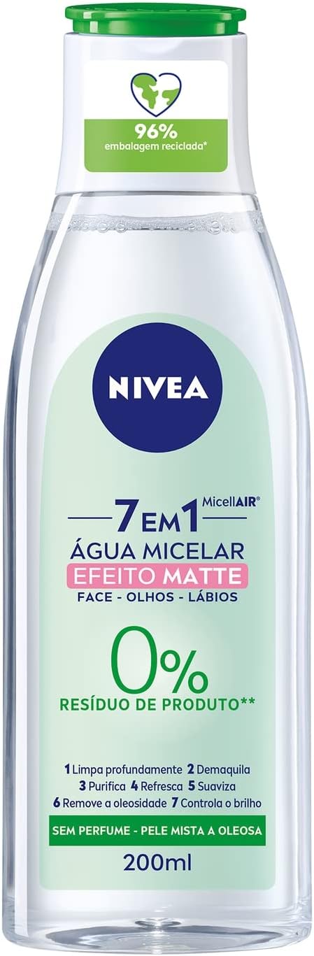 Água Micelar Nivea Limpeza 7 em 1 Efeito Matte 200ml