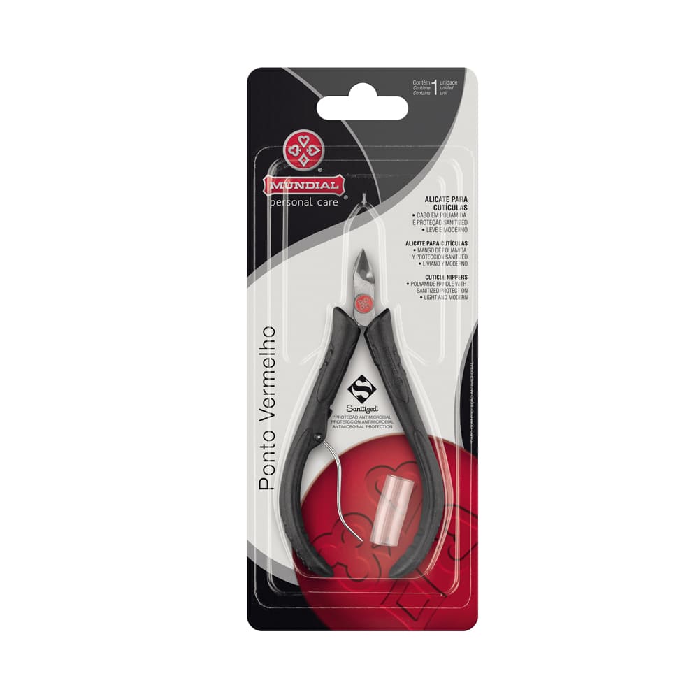 Alicate de Cutícula Mundial Ponto Vermelho 171-Preto 1 unidade