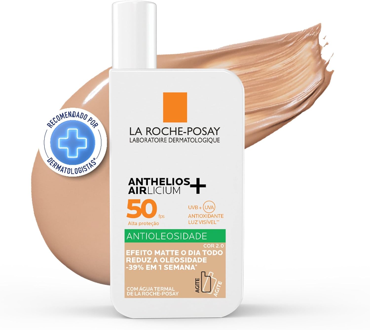 Anthelios Airlicium Fluido Antioleosidade La Roche-Posay Protetor Solar Facial Com Cor 4.0 FPS50 40ml
