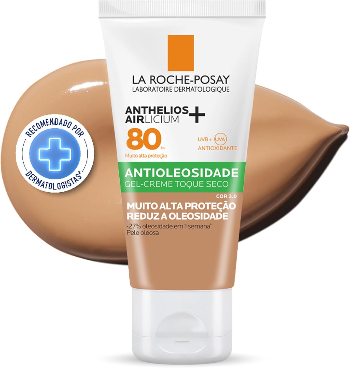 Anthelios Airlicium+ La Roche-Posay Protetor Solar Facial FPS80 Cor 3.0 40g
