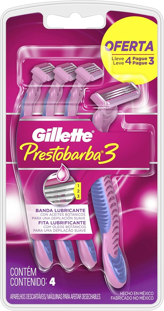 Aparelho de Depilação Gillette Prestobarba 3 Feminino 4 unidades