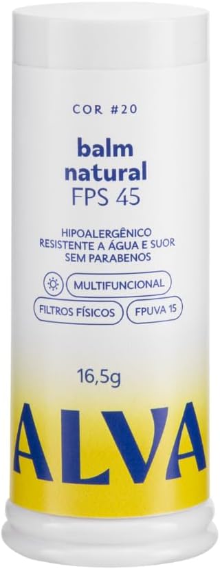 Balm Natural Alva FPS45 Base Protetor em Stick Cor 20 16,5g
