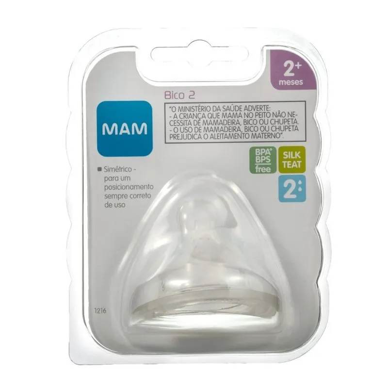 Bico de Mamadeira 2 MAM Fluxo Médio 2+ meses