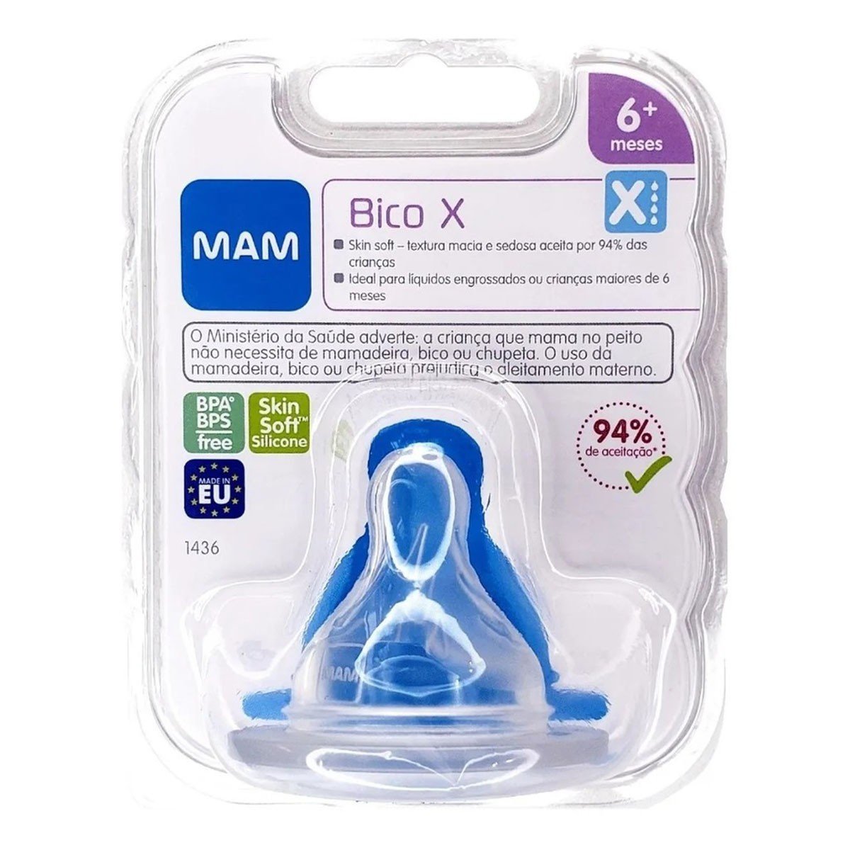 Bico de Mamadeira Mam X Fluxo Super Rápido 6+ meses