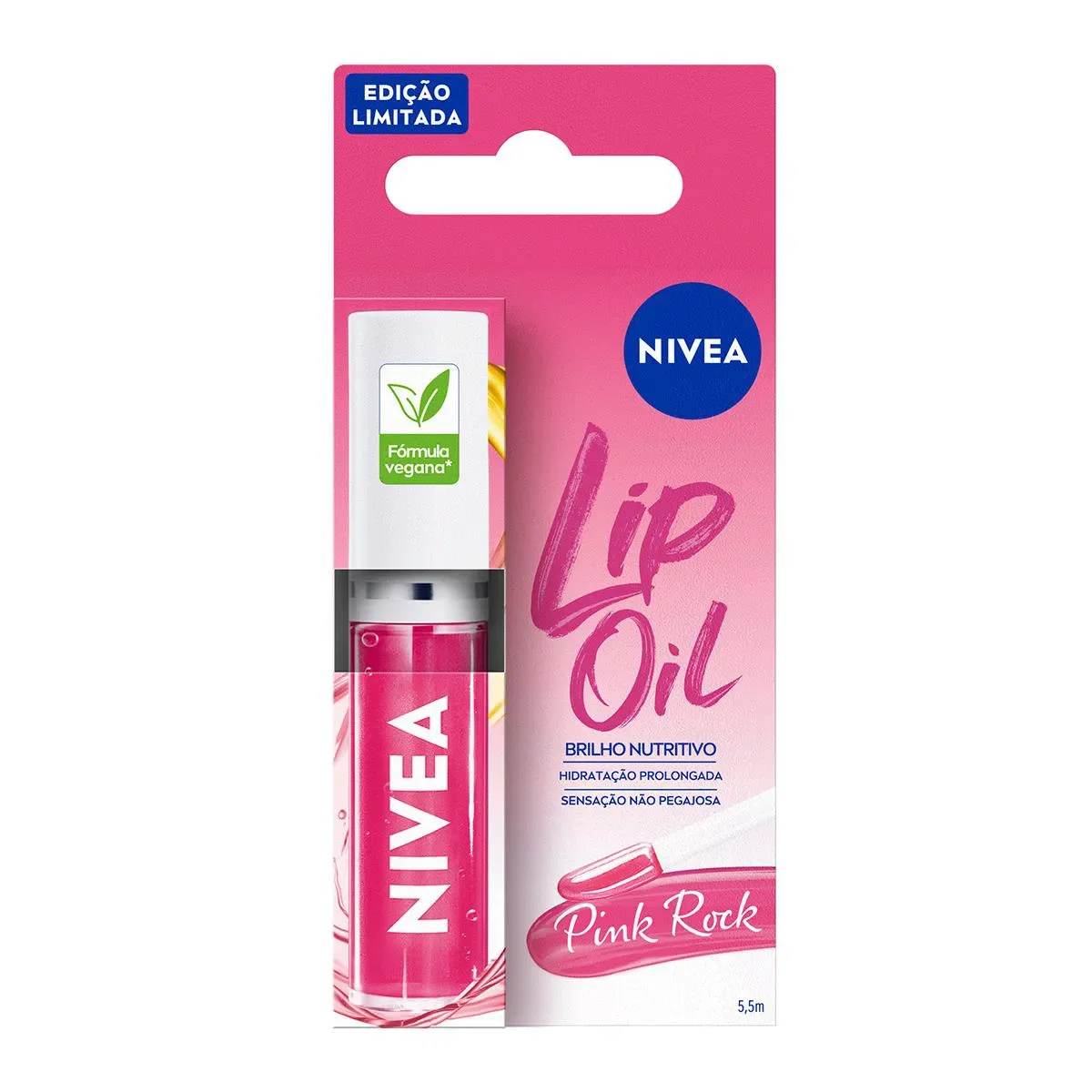 Brilho Labial Nutritivo Nivea Lip Oil Pink Rock 5,5ml
