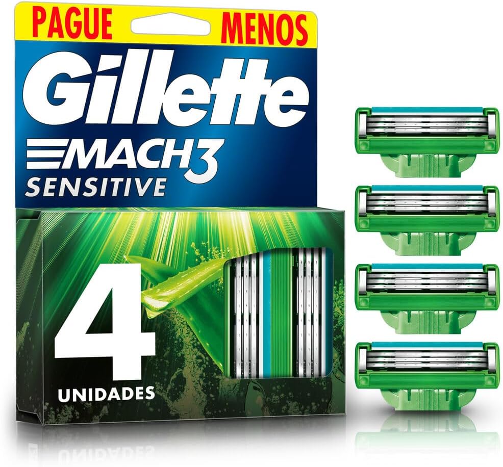Carga para Aparelho de Barbear Gillette Mach3 Sensitive 4 unidades