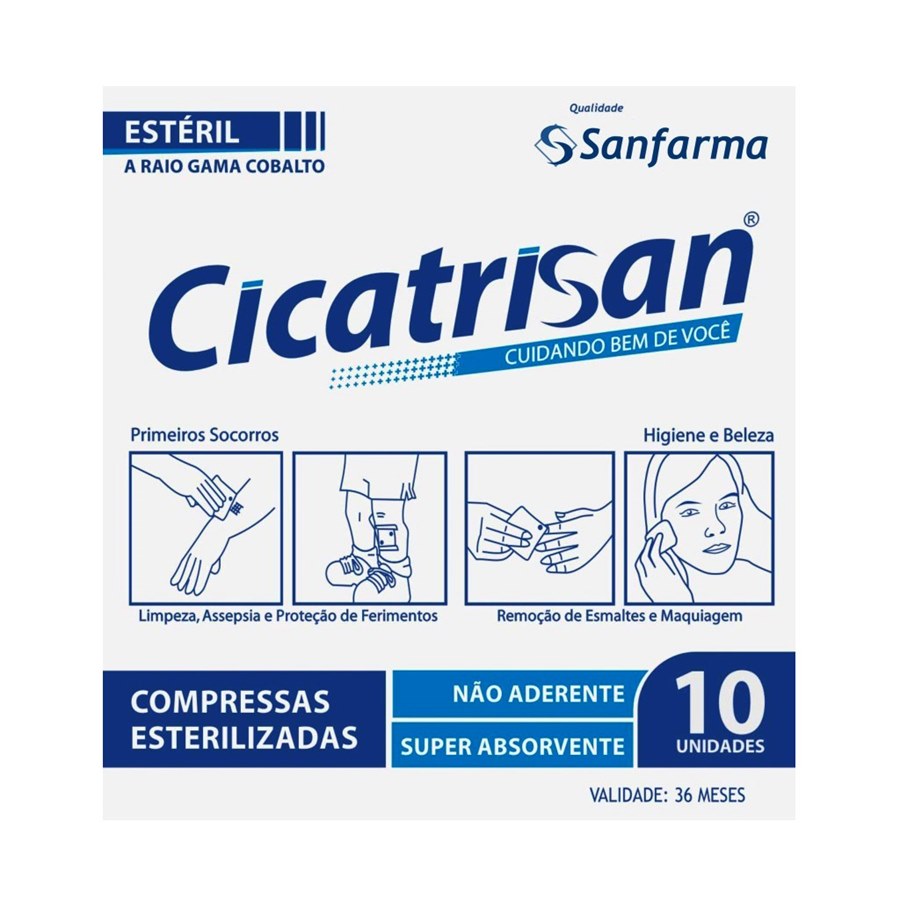 Compressa de Gaze Estéril Cicatrisan Não Aderente 10 unidades