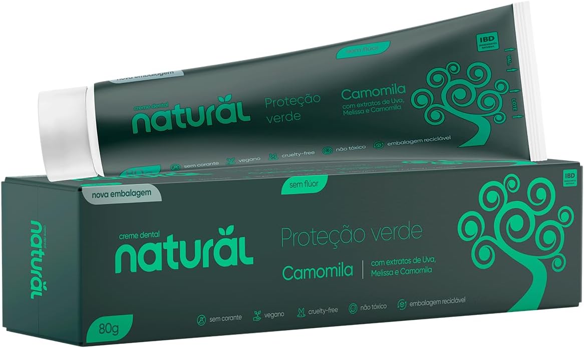 Creme Dental Natural Suavetex Extrato de Uva Melissa e Camomila 80g