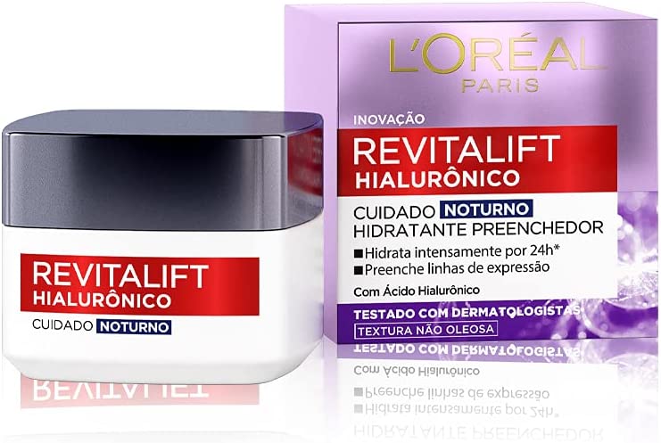 Creme Facial Anti-Idade L'Oréal Revitalift Hialurônico Noturno 49g