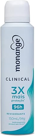 Desodorante Antitranspirante Aerosol Monange Clinical Revigorante Feminino 96h 150ml