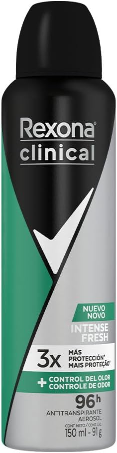 Desodorante Antitranspirante Aerosol Rexona Clinical Intense Fresh Masculino 96h 150ml