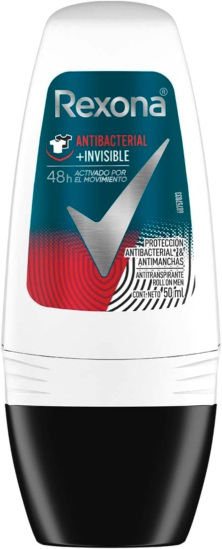 Desodorante Antitranspirante Roll-On Rexona Men Antibacterial + Invisible 48h 50ml