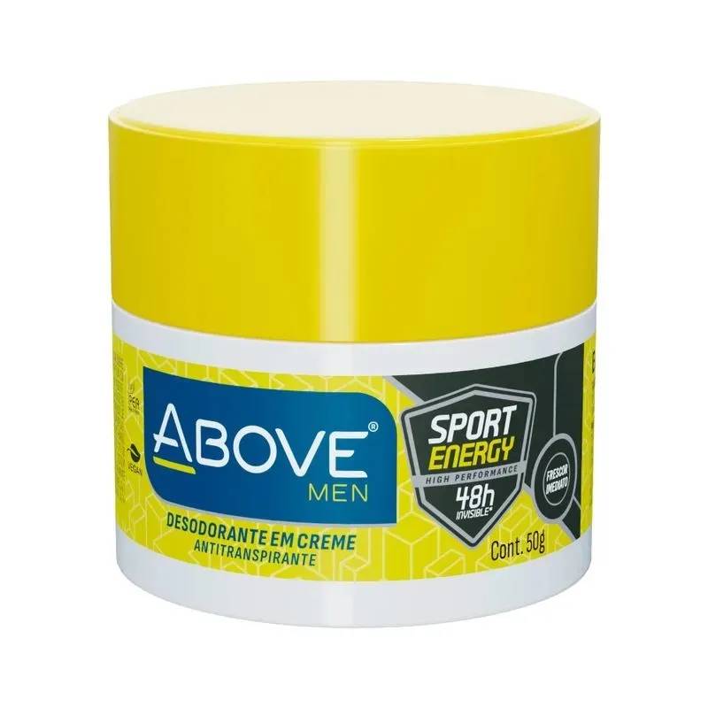 Desodorante em Creme Above Men Sport Energy Antitranspirante 48h Sem Álcool 50g