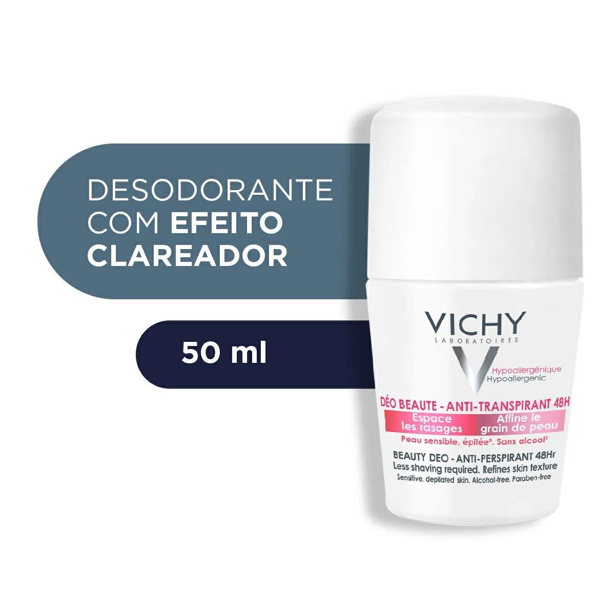 Desodorante Vichy Ideal Finish Roll-On Clareador Antitranspirante 50ml