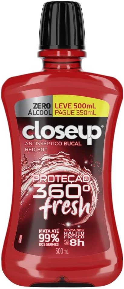Enxaguante Bucal Sem Álcool Closeup Red Hot Proteção 360° Fresh 500ml