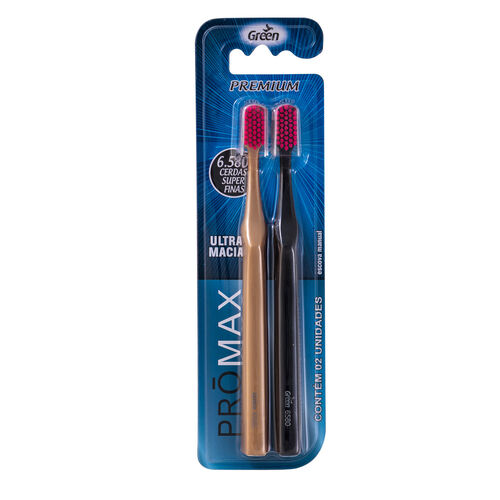 Escova de Dente Green Premium ProMax Ultra Macia Cores Sortidas 2 unidades