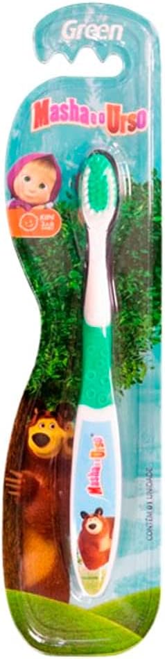 Escova Dental Infantil Green Masha e o Urso Cores Sortidas 1 unidade