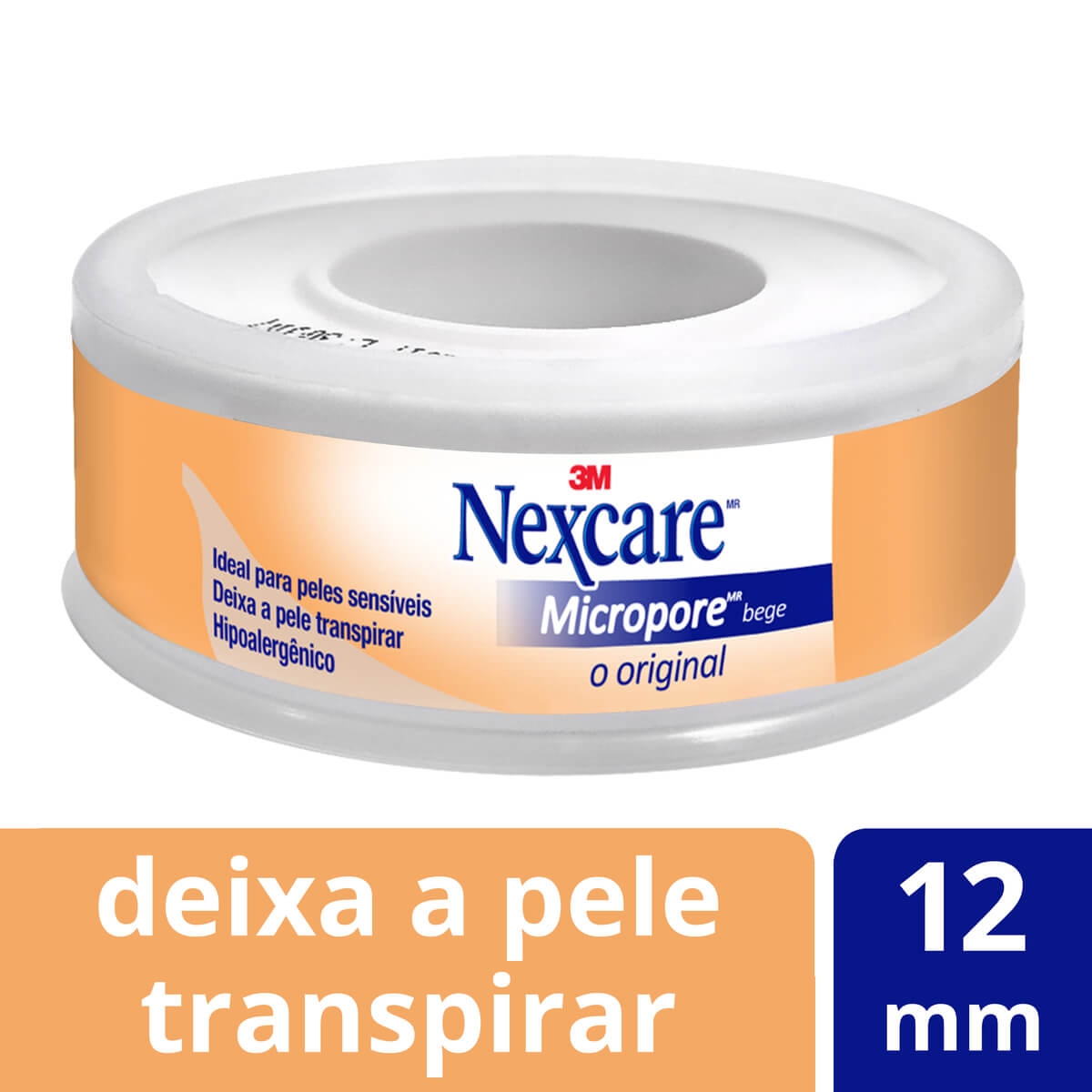 Fita Micropore Nexcare O Original Bege 1 rolo 12mmx4,5m