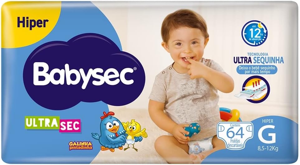 Fralda Babysec Ultrasec Galinha Pintadinha Hiper G 60 unidades