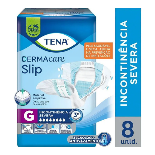 Fralda Geriátrica Tena Slip Dermacare G 8 Unidades