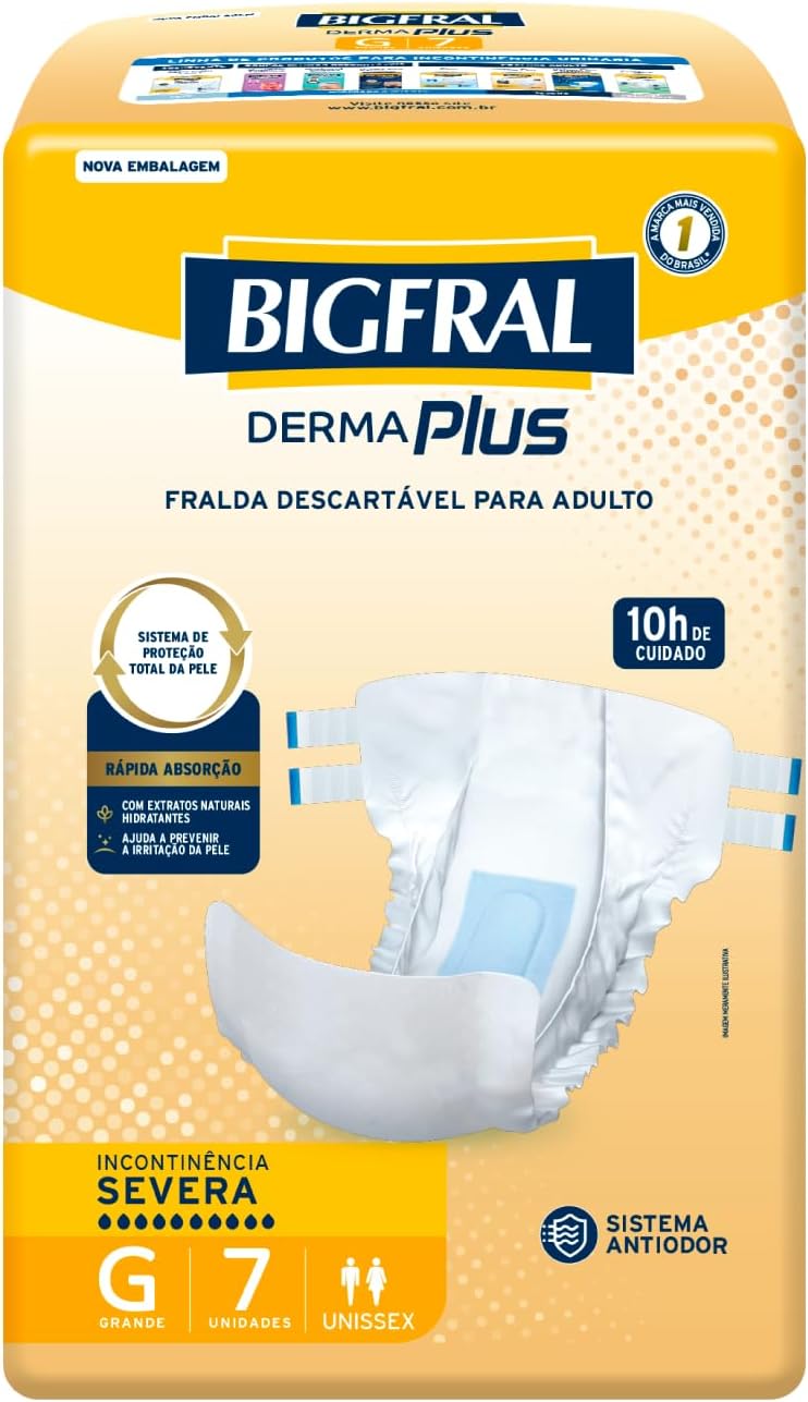 Fralda Geriátrica Unissex Bigfral Derma Plus G Absorção Intensa 7 unidades