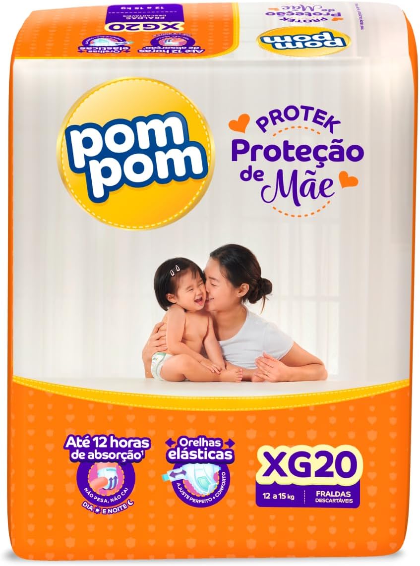 Fralda Pom Pom Protek Proteção de Mãe Jumbo XG 20 unidades