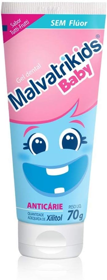 Gel Dental Infantil Malvatrikids Baby Anticárie Tutti-Frutti Sem Flúor 70g