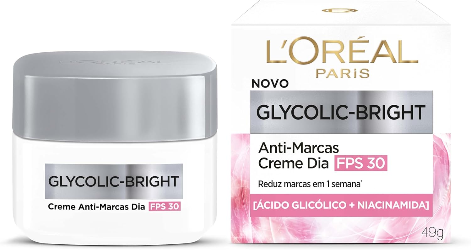 Glycolic Bright L'Oréal Paris Creme Facial Anti-Marcas Dia FPS30 49g