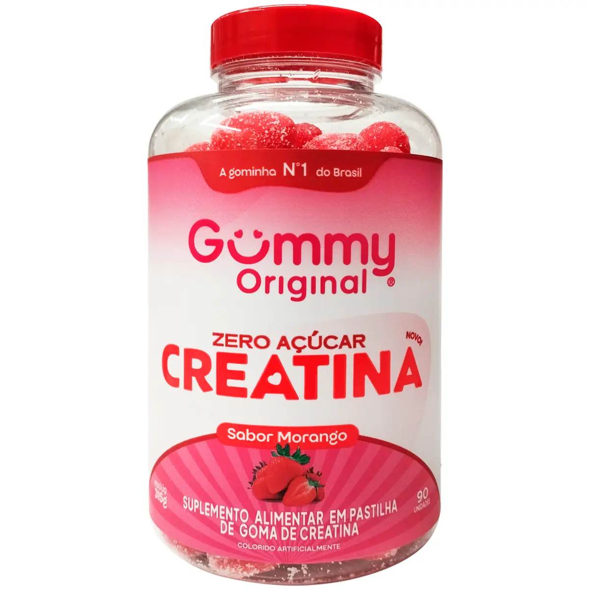 Gummy Creatina Original Zero Açúcar Sabor Morango 90 gomas