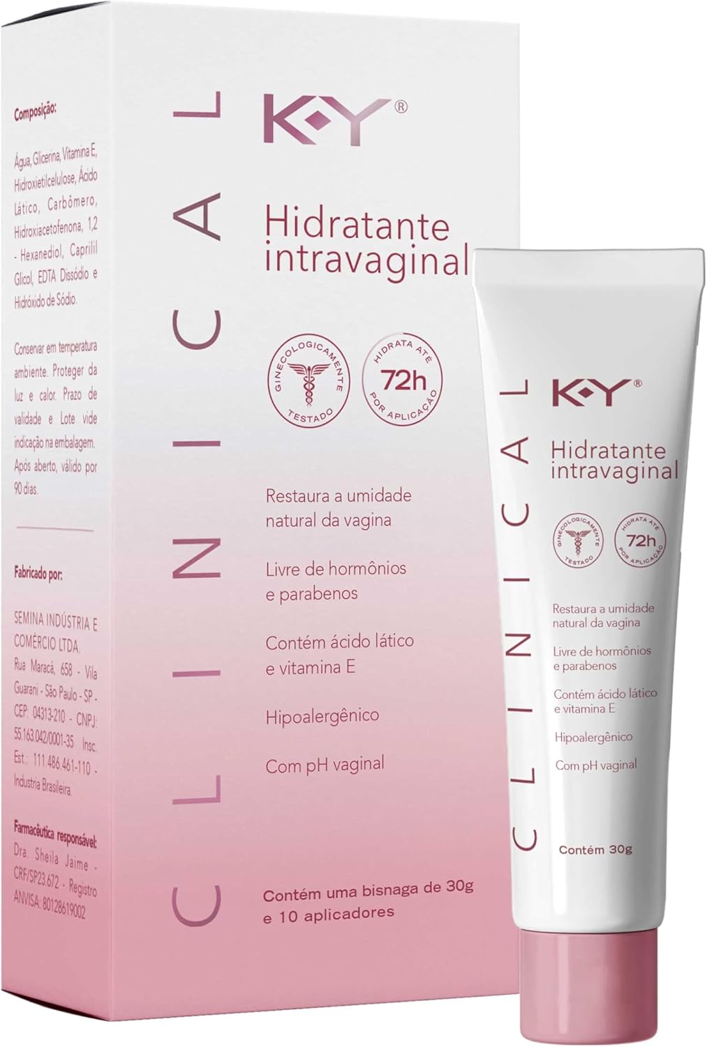 Hidratante Intravaginal K-Y Clinical 30g + 10 aplicadores