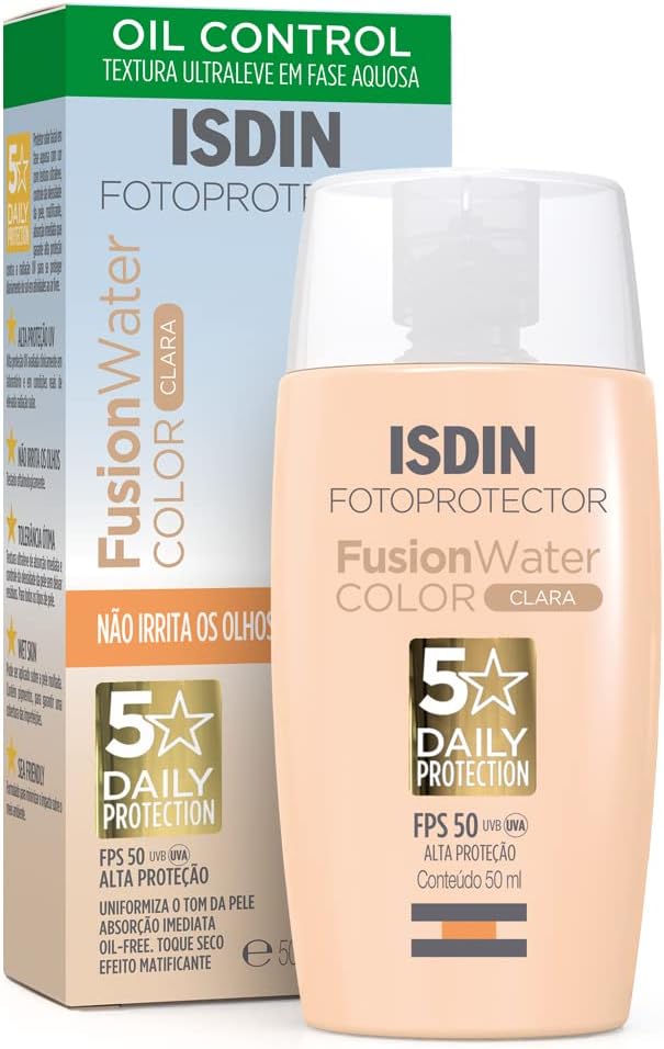 Isdin Fusion Water Color Protetor Solar Facial Cor Clara FPS50 50ml