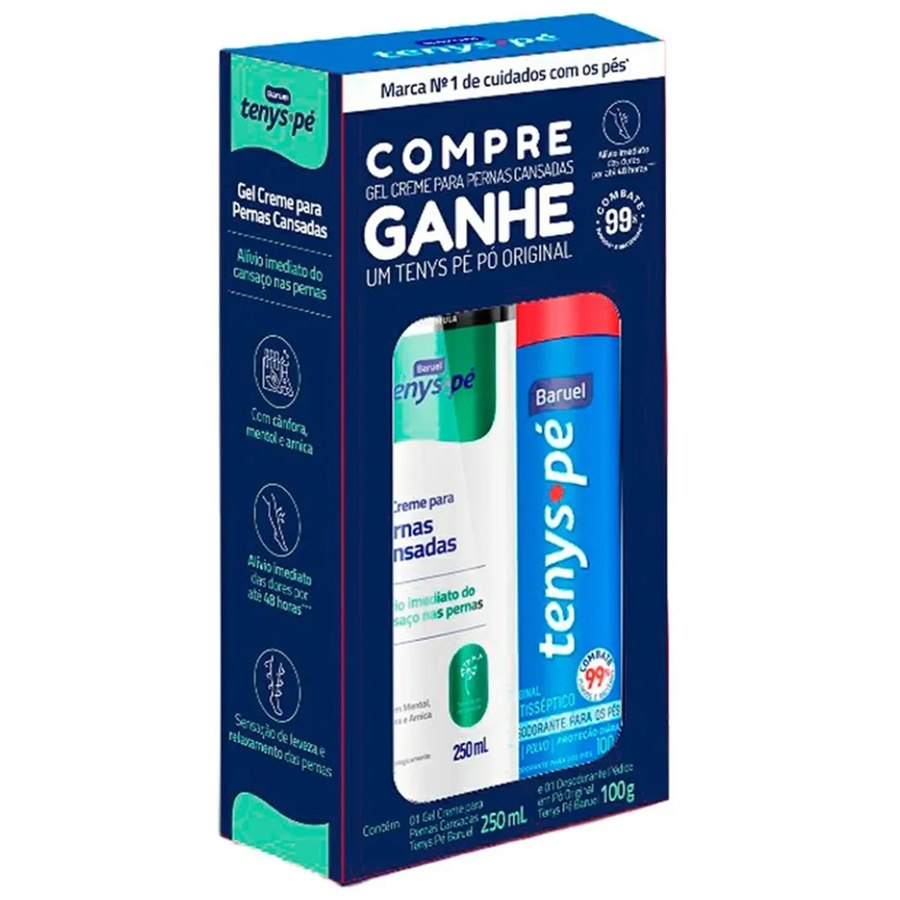 Kit Baruel Pernas Cansadas 250ml + Talco Tenys Pé Original 100g