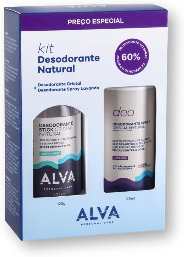Kit Desodorante Alva Natural Stick 120g + Spray Lavanda 120ml