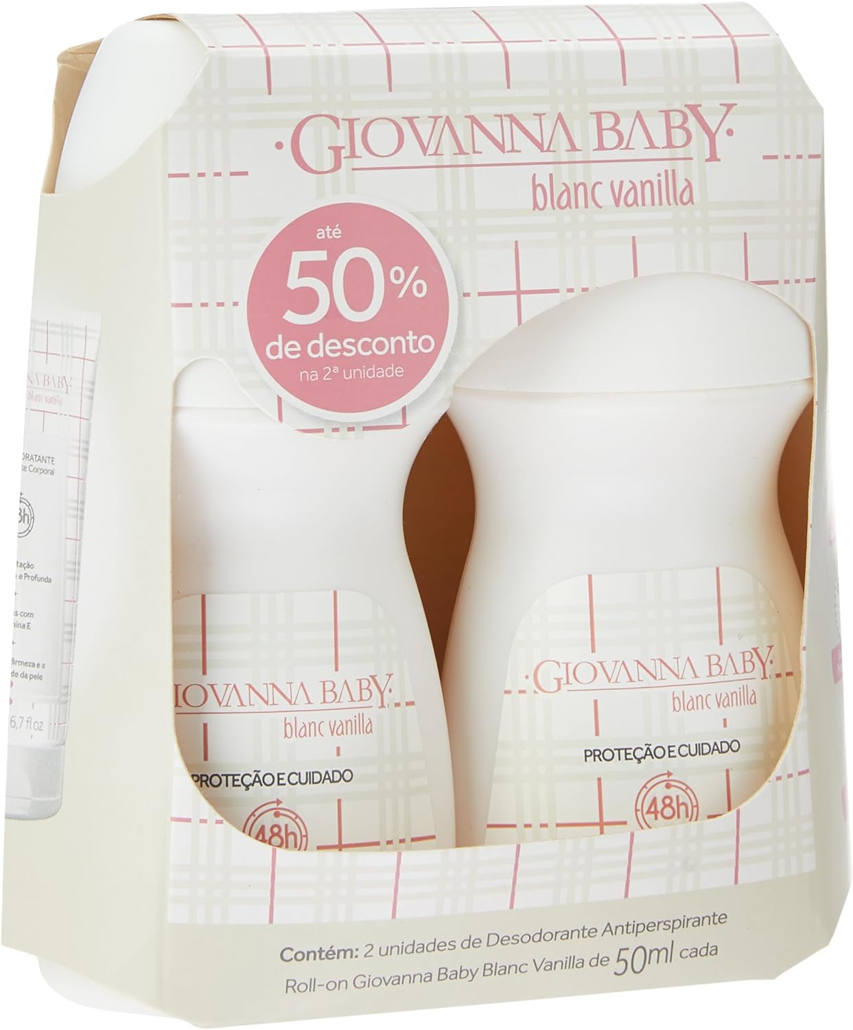 Kit Desodorante Antitranspirante Roll-On Giovanna Baby Blanc Vanilla 2 Unidades 50ml