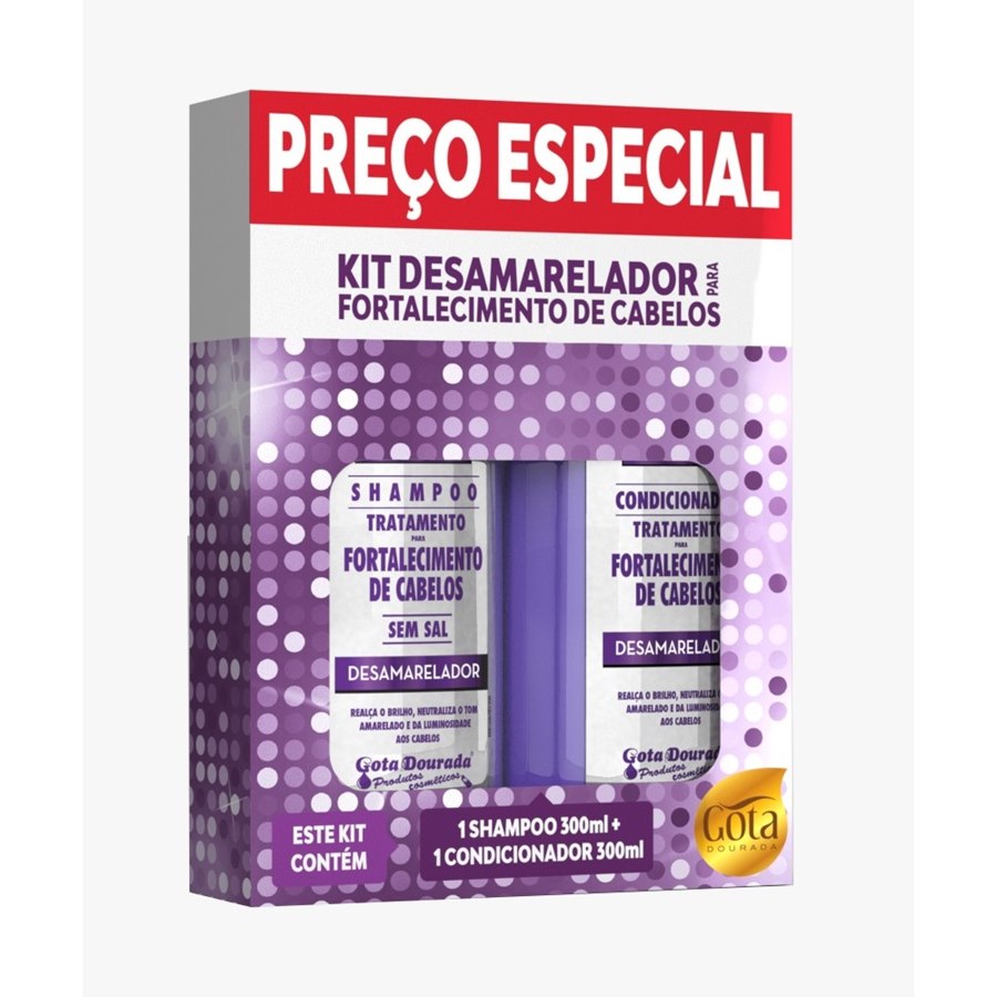 Kit Gota Dourada Shampoo + Condicionador Desamarelador 300ml