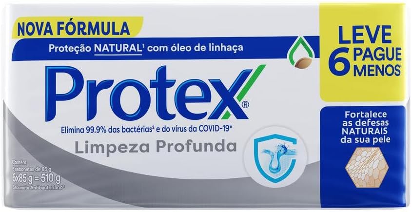 Kit Sabonete em Barra Protex Limpeza Profunda 6 unidades 85g
