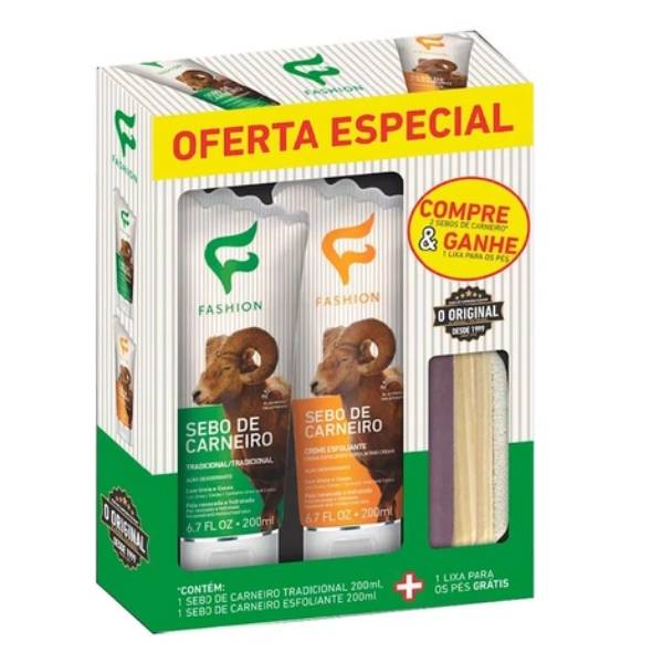 Kit Sebo de Carneiro + Creme Esfoliante + Lixa Fashion