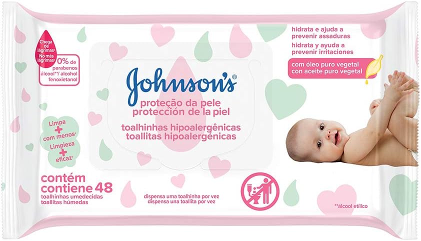 Lenço Umedecido Johnson's Baby Proteção da Pele Hipoalergênico Sem Álcool 48 unidades