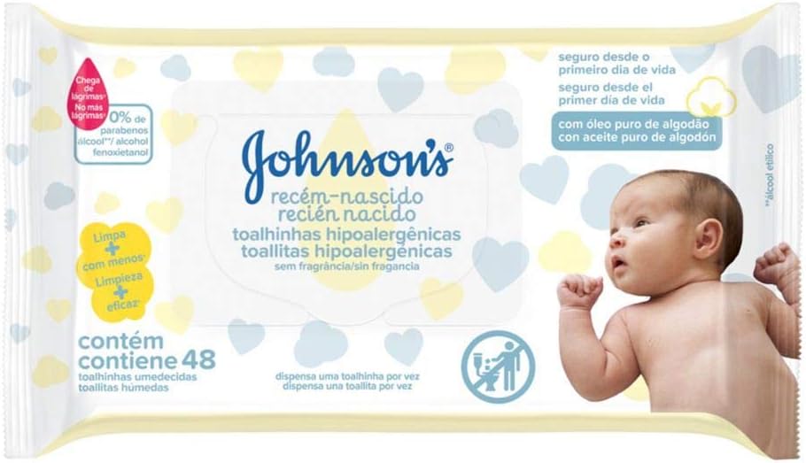 Lenço Umedecido Johnson's Baby Recém-Nascido Sem Perfume 48 unidades