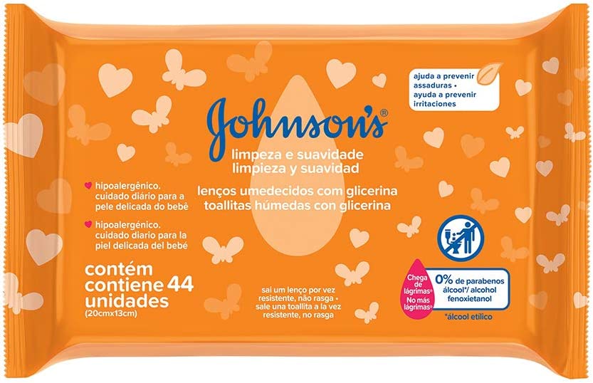 Lenço Umedecido Johnson's Limpeza e Suavidade 44 unidades