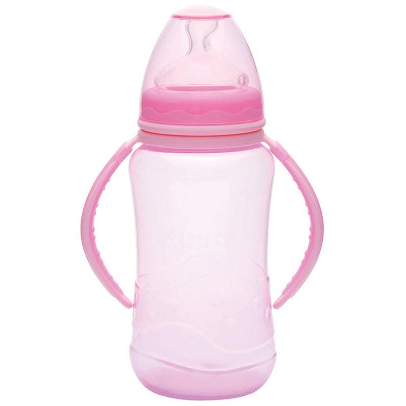 Mamadeira Kuka Aquarela Big com Alça Rosa 330ml