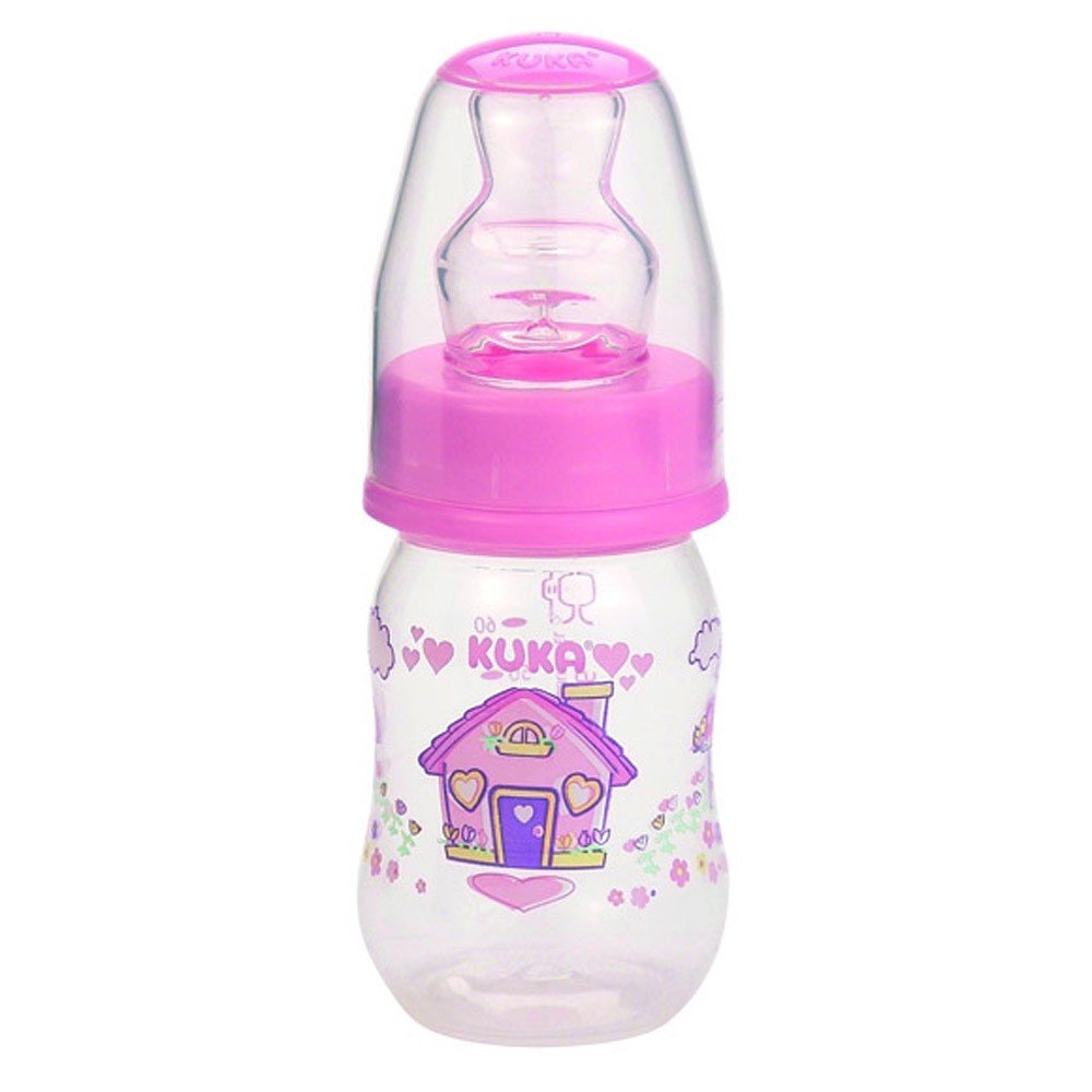 Mamadeira Kuka Natural Color Rosa Bico Ortodôntico 70ml