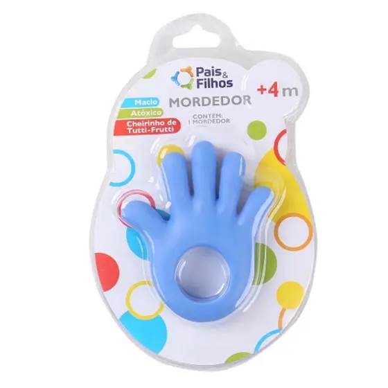 Mordedor Mãozinha Azul For Baby Pais e Filhos