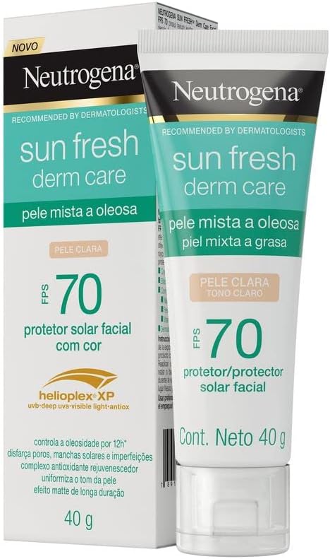 Neutrogena Sun Fresh Derm Care Protetor Solar Facial Pele Clara FPS70 40g