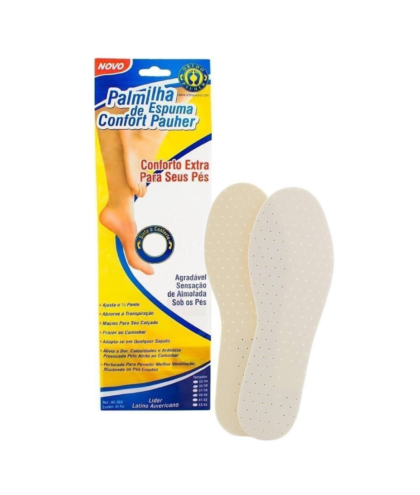Palmilha De Espuma Confortpauher Branca 35/36 Ortho Pahuer AC060