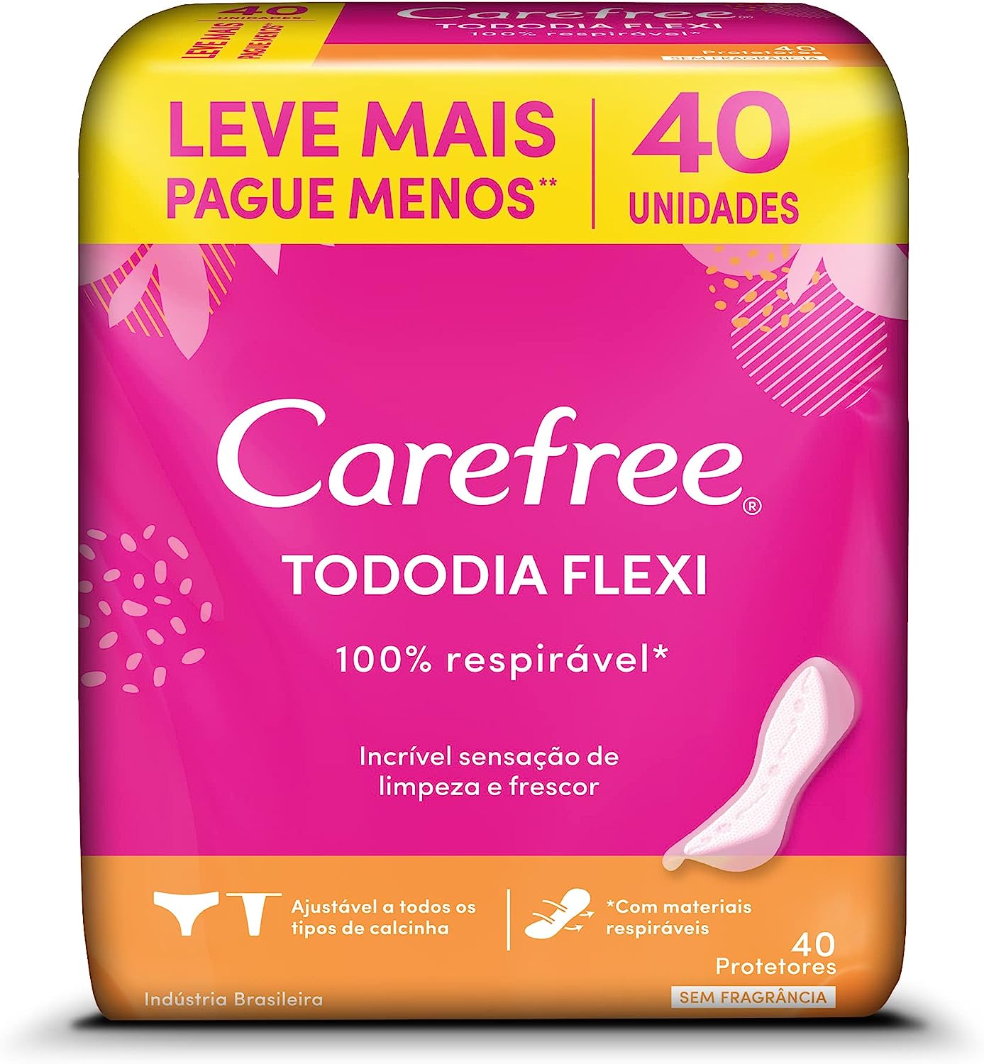 Protetor Diário Carefree Tododia Flexi Sem Perfume 40 unidades